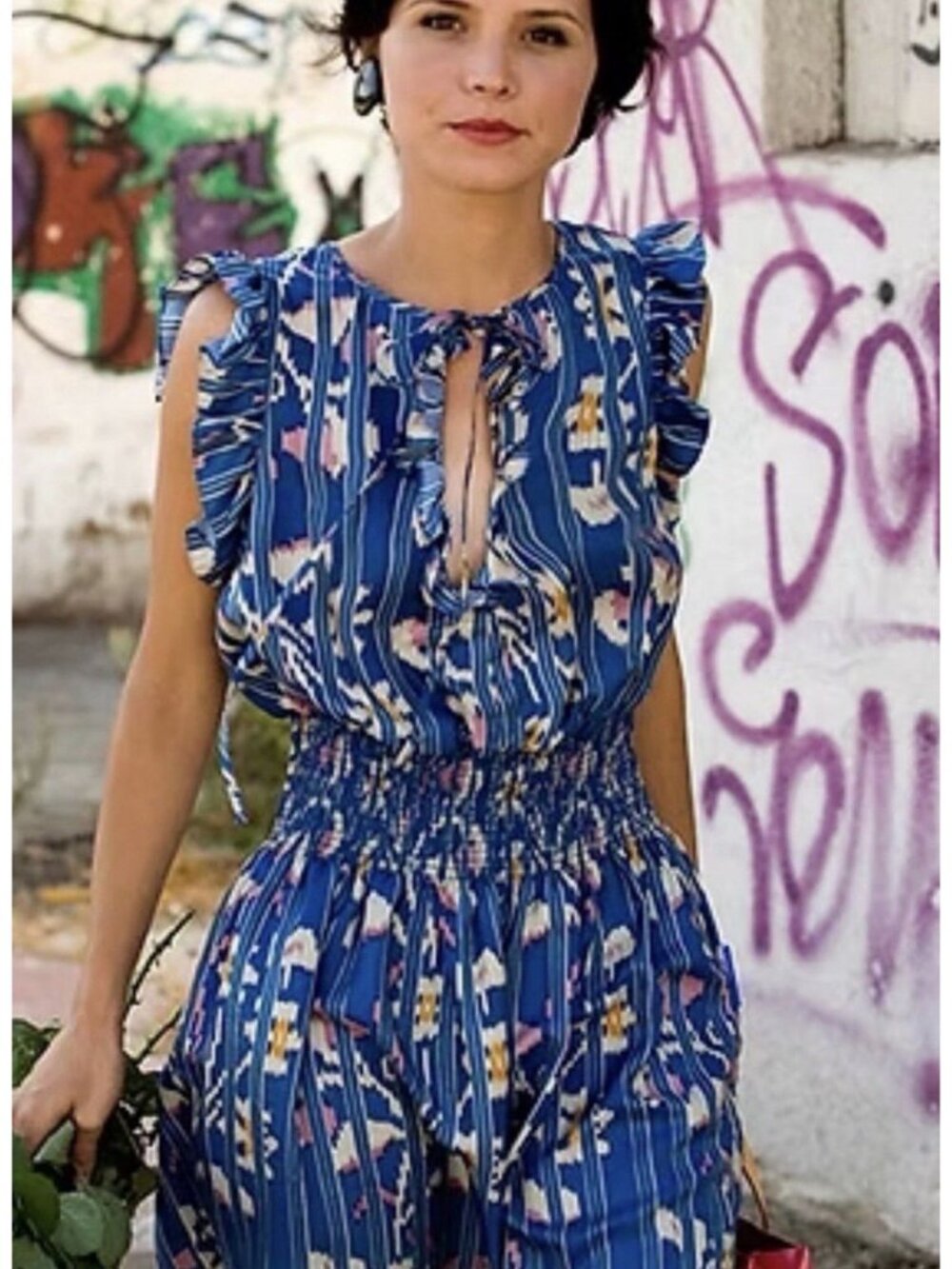 Lauren Moffatt Women’s Blue Sleeveless 100% Silk Mini Dress Size 0